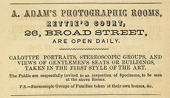 A. Adams Photographic Rooms advert